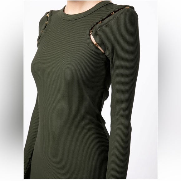 *SOLD* Dion Lee NWT Forest Green Hook & Eye Ribbed Dress in S - Picture 9 of 10